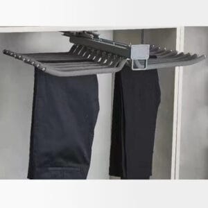 Top mounted double trouser rack sliding wardrobe organizer space saving hanger